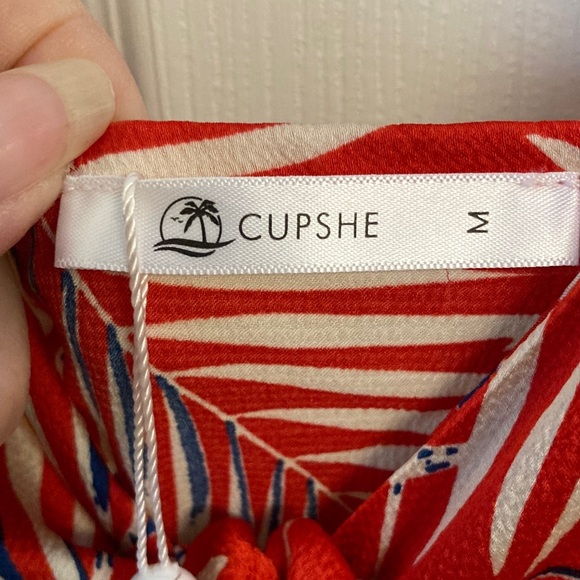 Cupshe Red and Blue Leaf Print Maxi Slip Dress - Picture 2 of 12